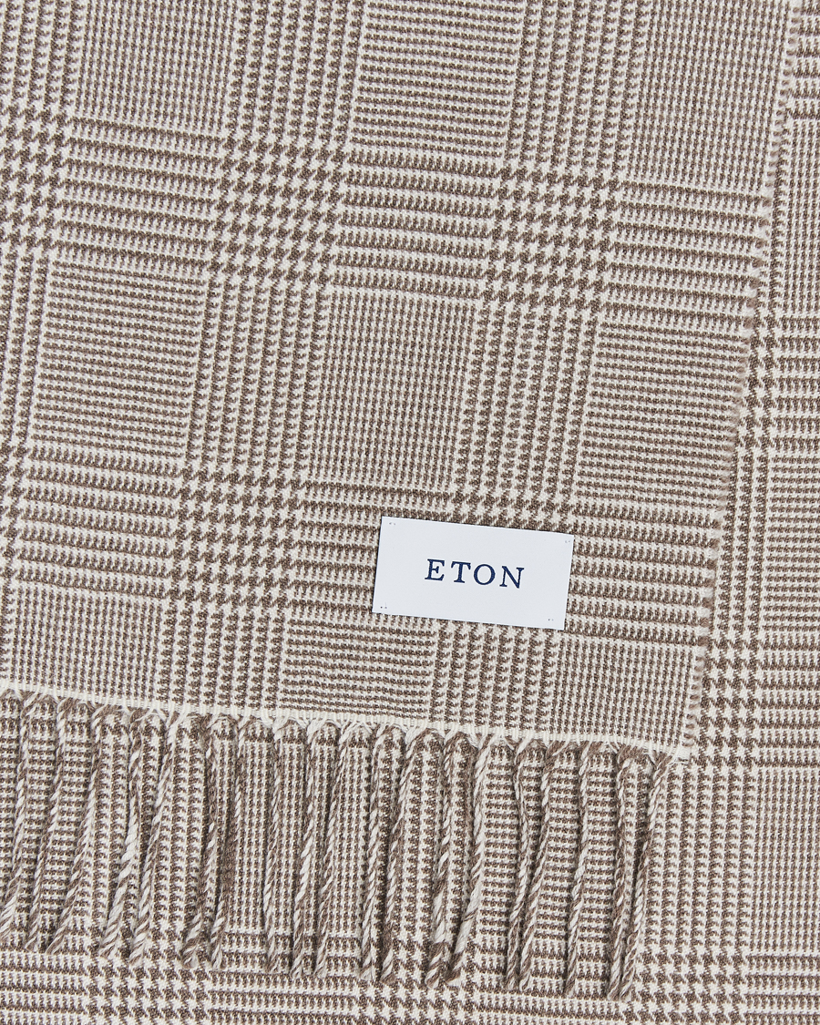 Hombres | Eton Merino Wool Prince Of Wales Scarf Beige | Eton | Merino Wool Prince Of Wales Scarf Beige