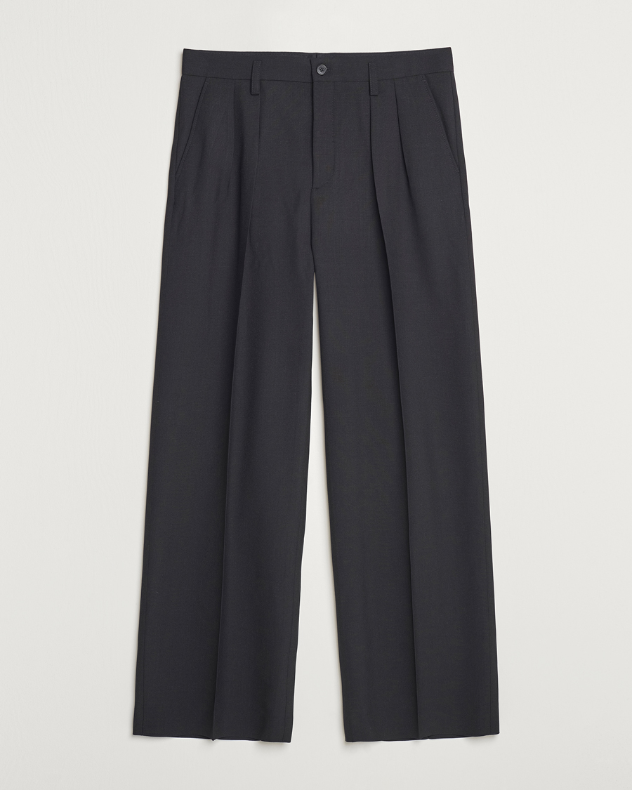 Hombres | Pantalones | Filippa K | Milo Wide Wool Trousers Black
