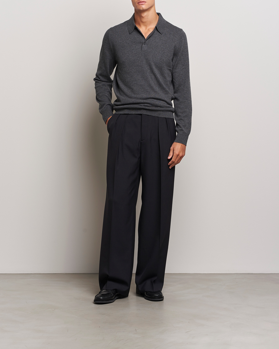 Hombres | Pantalones | Filippa K | Milo Wide Wool Trousers Black