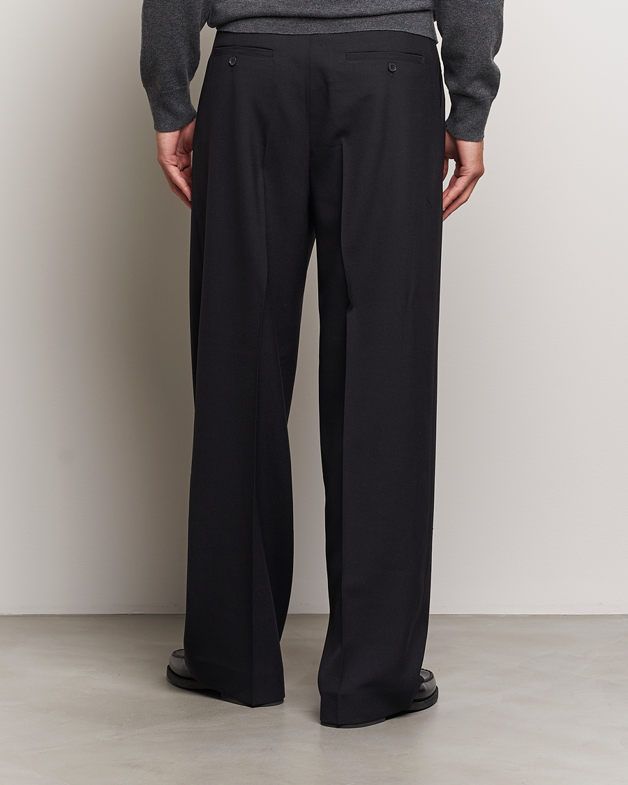Hombres | Pantalones | Filippa K | Milo Wide Wool Trousers Black