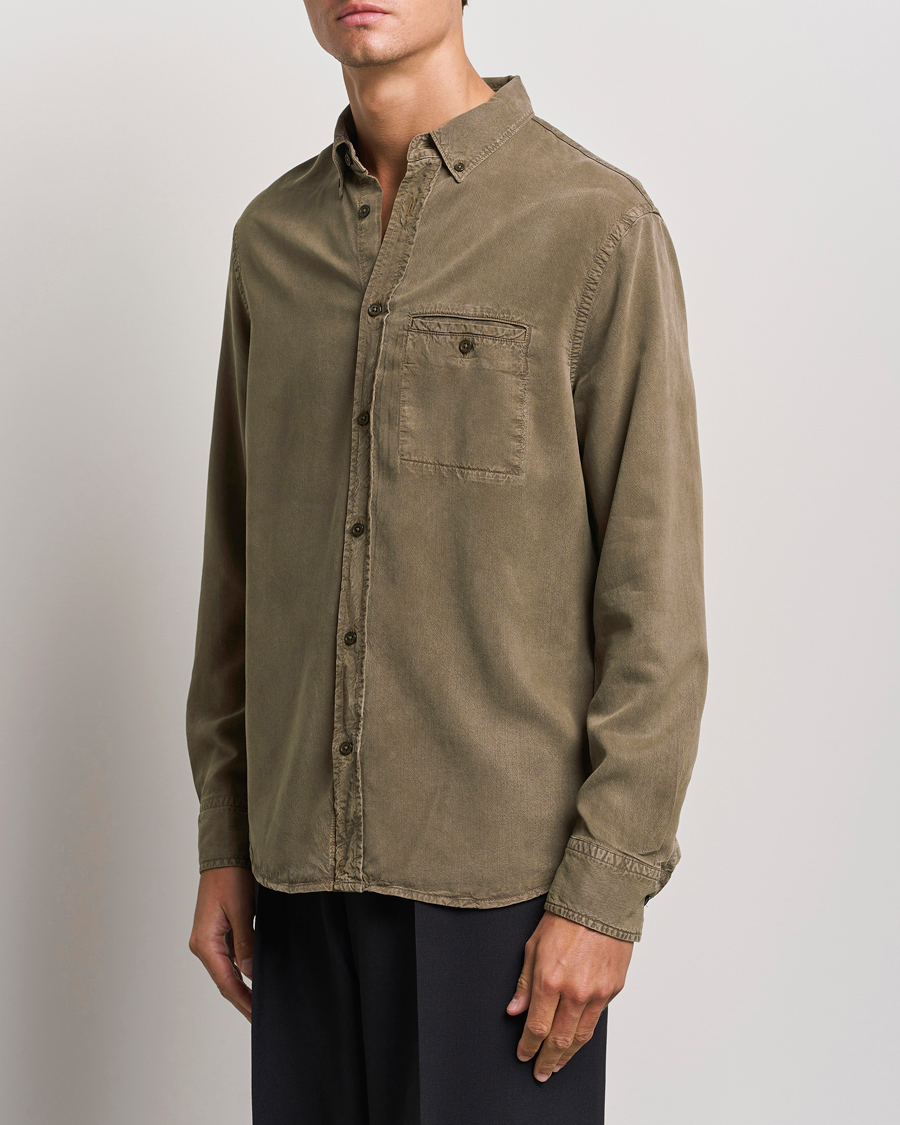 Hombres | Camisas | Filippa K | Zachary Lyocell Shirt Dark Sage