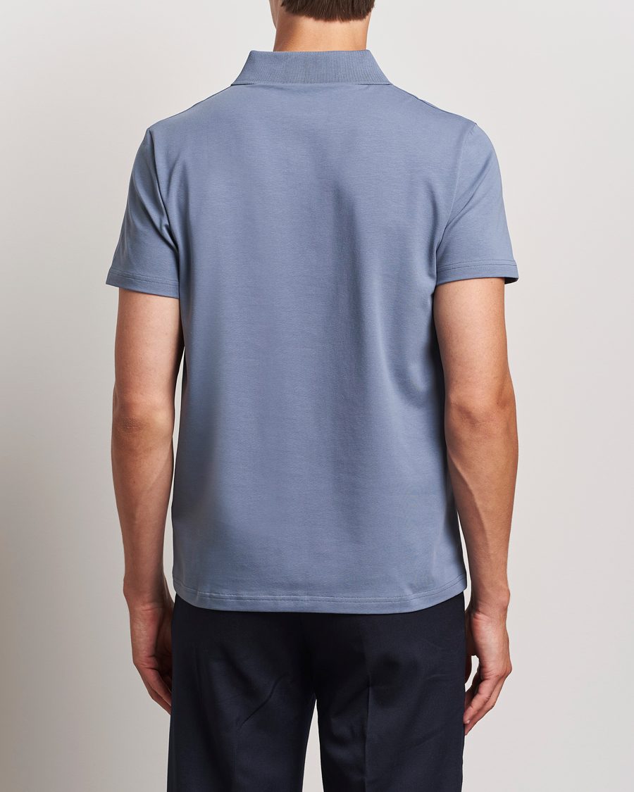 Hombres | Polos | Filippa K | Soft Lycra Polo T-Shirt Grey Blue