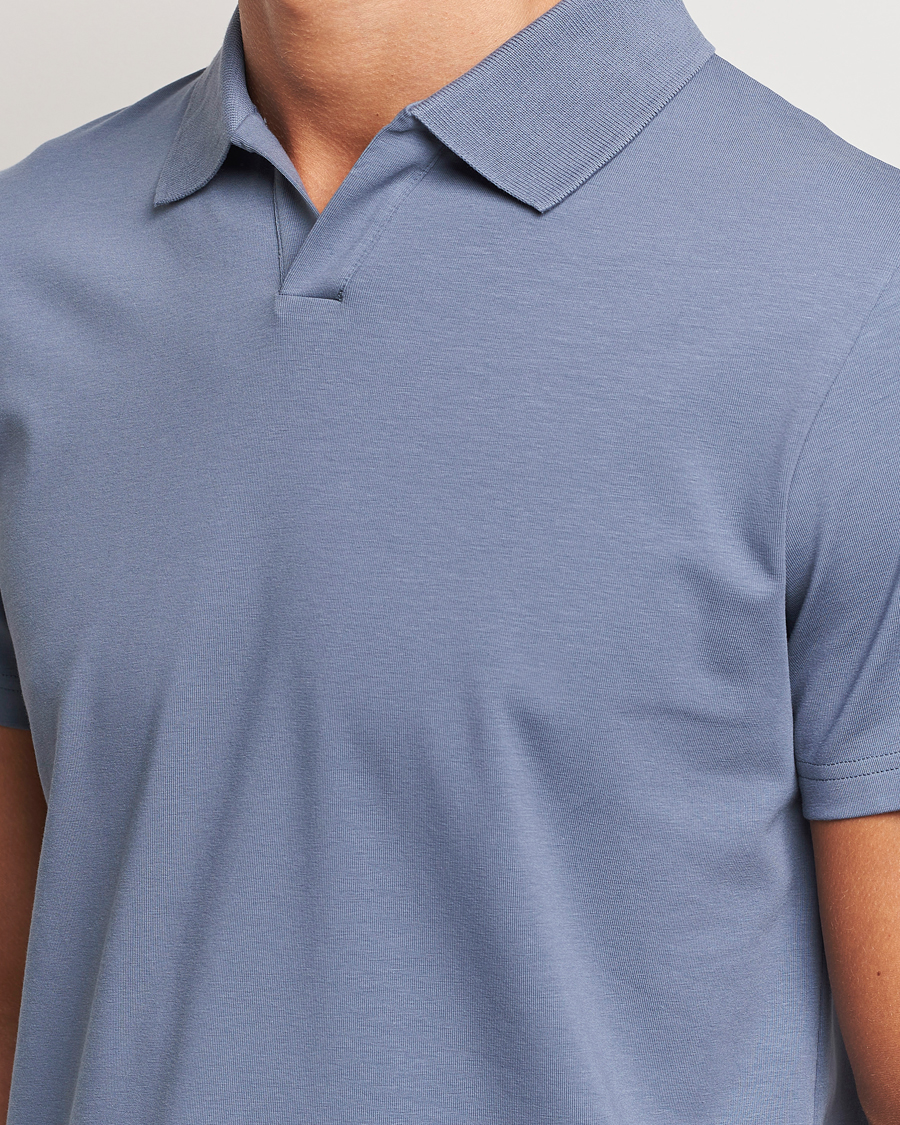 Hombres | Polos | Filippa K | Soft Lycra Polo T-Shirt Grey Blue