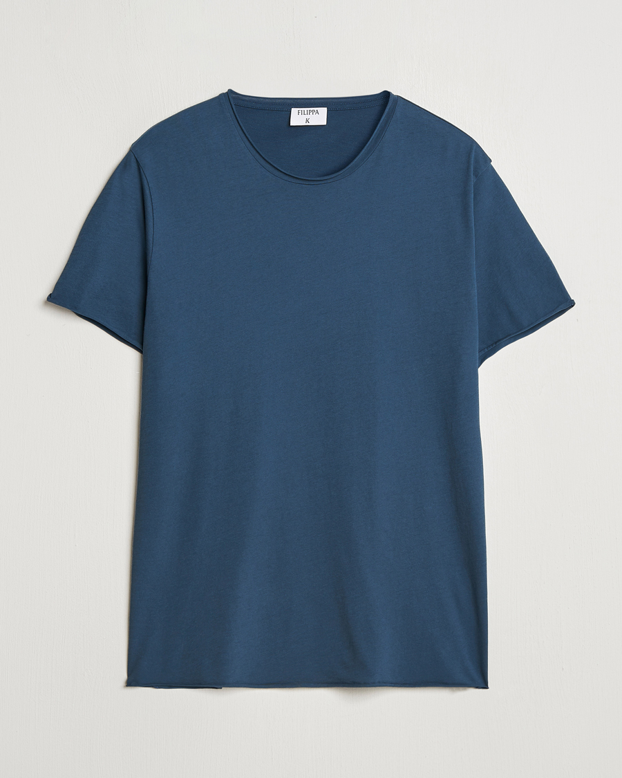 Hombres | Camisetas | Filippa K | Roll Neck Crew Neck T-Shirt Dawn Blue