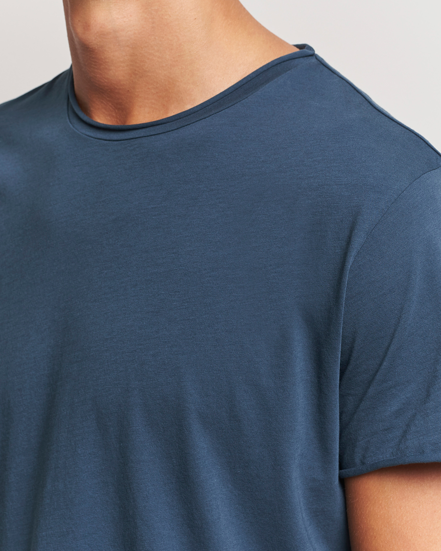 Hombres | Camisetas | Filippa K | Roll Neck Crew Neck T-Shirt Dawn Blue