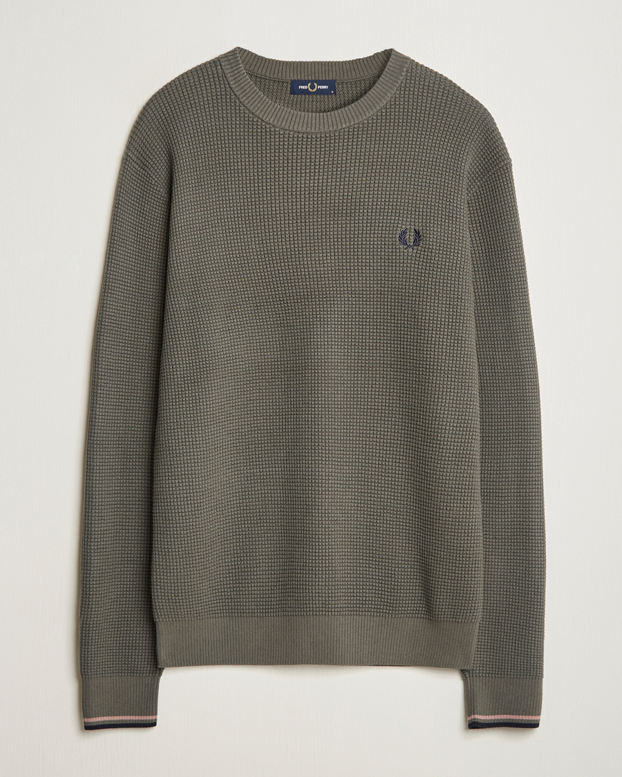 Hombres | Jerséis y prendas de punto | Fred Perry | Waffle Stitch Jumper Field Green