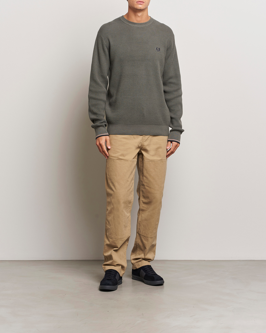 Hombres | Jerséis y prendas de punto | Fred Perry | Waffle Stitch Jumper Field Green