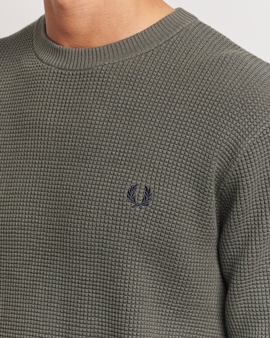 Hombres | Jerséis y prendas de punto | Fred Perry | Waffle Stitch Jumper Field Green
