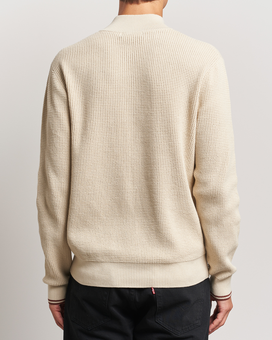 Hombres | Jerséis y prendas de punto | Fred Perry | Waffle Stitch Half Zip Oatmeal