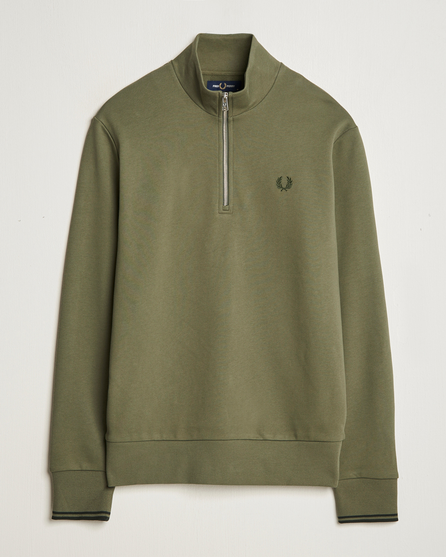 Hombres | Jerséis y prendas de punto | Fred Perry | Half Zip Sweatshirt Laurel Green