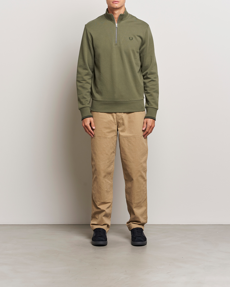 Hombres | Jerséis y prendas de punto | Fred Perry | Half Zip Sweatshirt Laurel Green