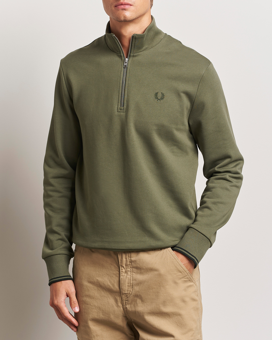 Hombres | Jerséis y prendas de punto | Fred Perry | Half Zip Sweatshirt Laurel Green