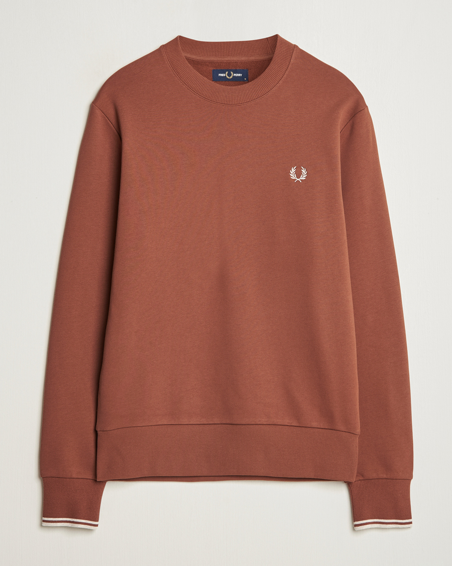 Hombres | Jerséis y prendas de punto | Fred Perry | Crew Neck Sweatshirt Whiskey Brown