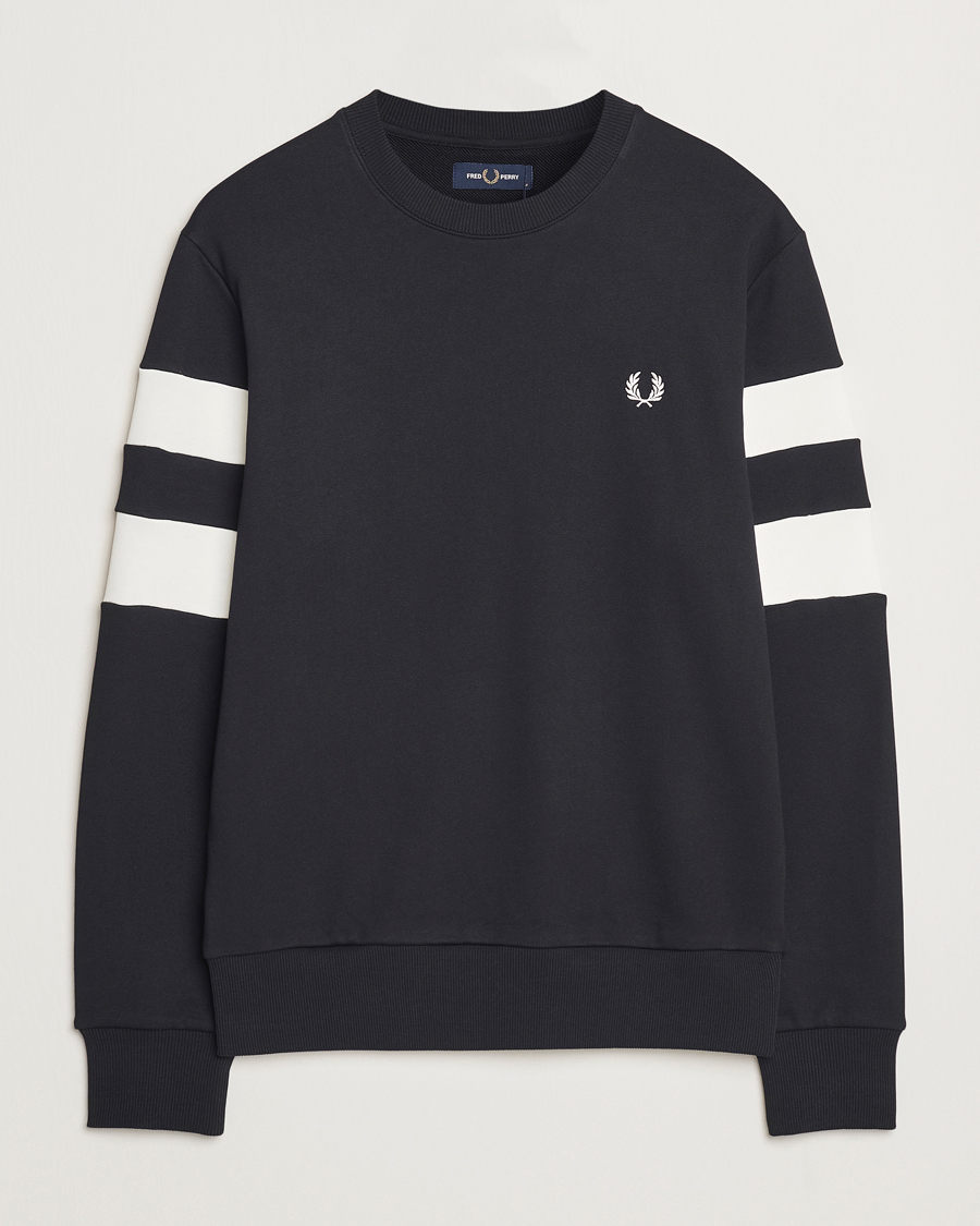 Hombres | Jerséis y prendas de punto | Fred Perry | Tipped Sleeve Crew Neck Sweatshirt Black