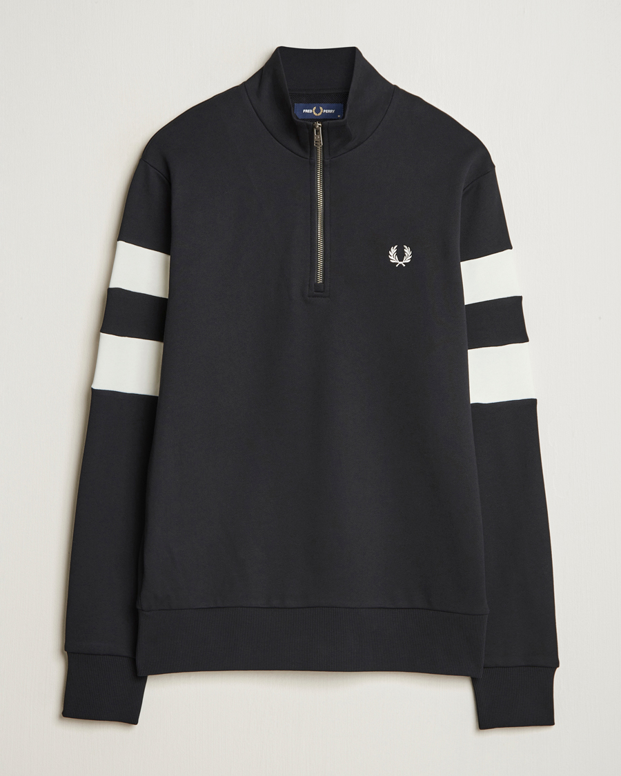 Hombres | Jerséis y prendas de punto | Fred Perry | Tipped Sleeve Half Zip Sweatshirt Black