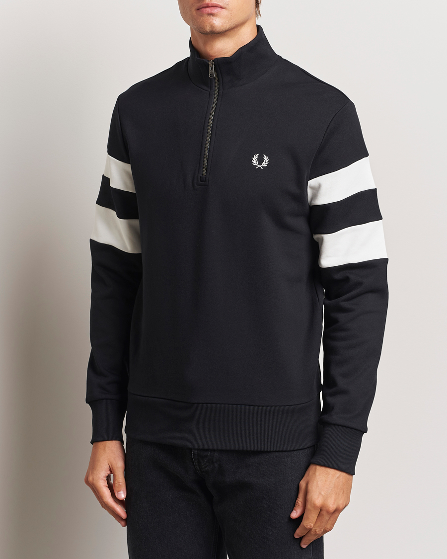 Hombres | Jerséis y prendas de punto | Fred Perry | Tipped Sleeve Half Zip Sweatshirt Black