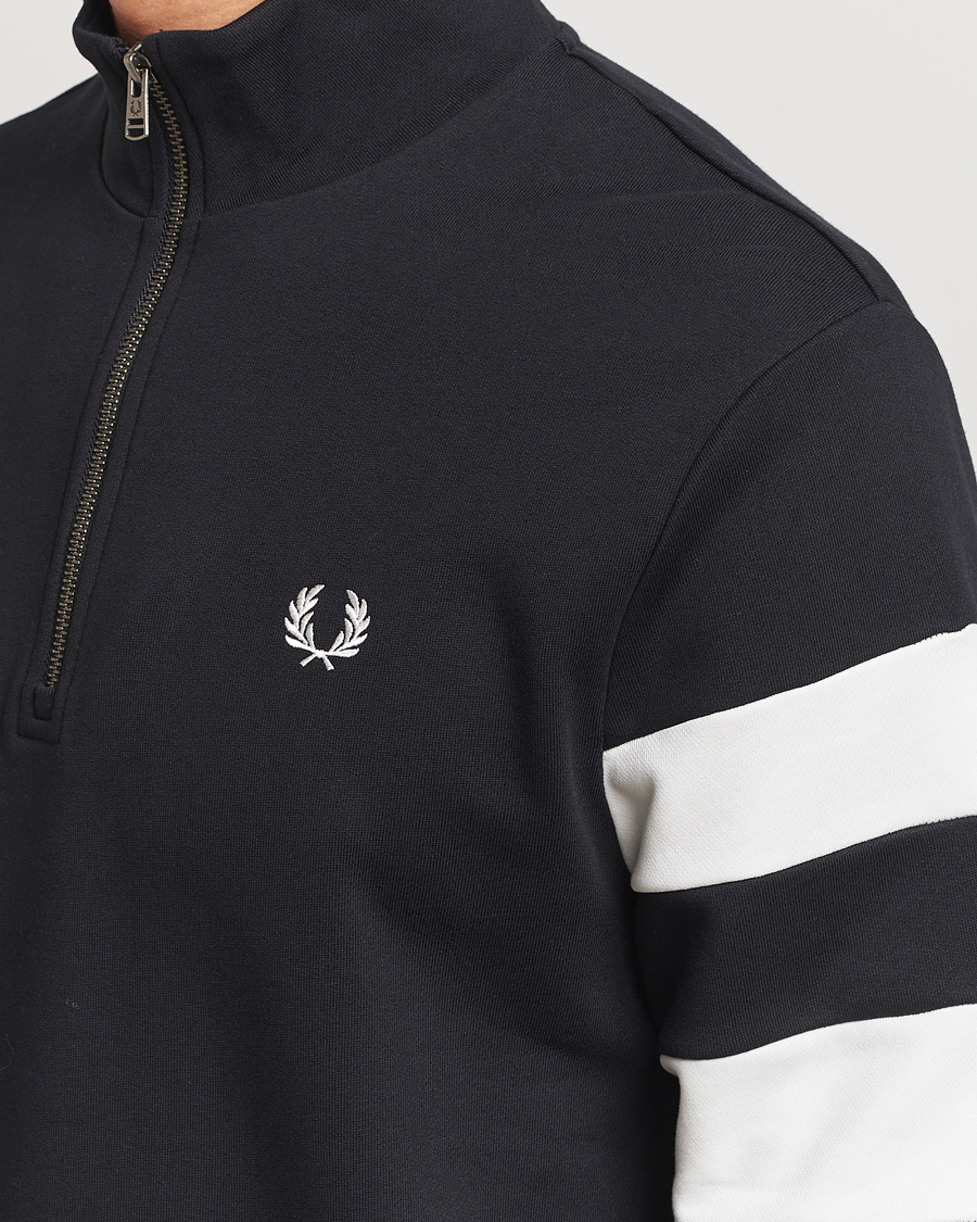 Hombres | Jerséis y prendas de punto | Fred Perry | Tipped Sleeve Half Zip Sweatshirt Black
