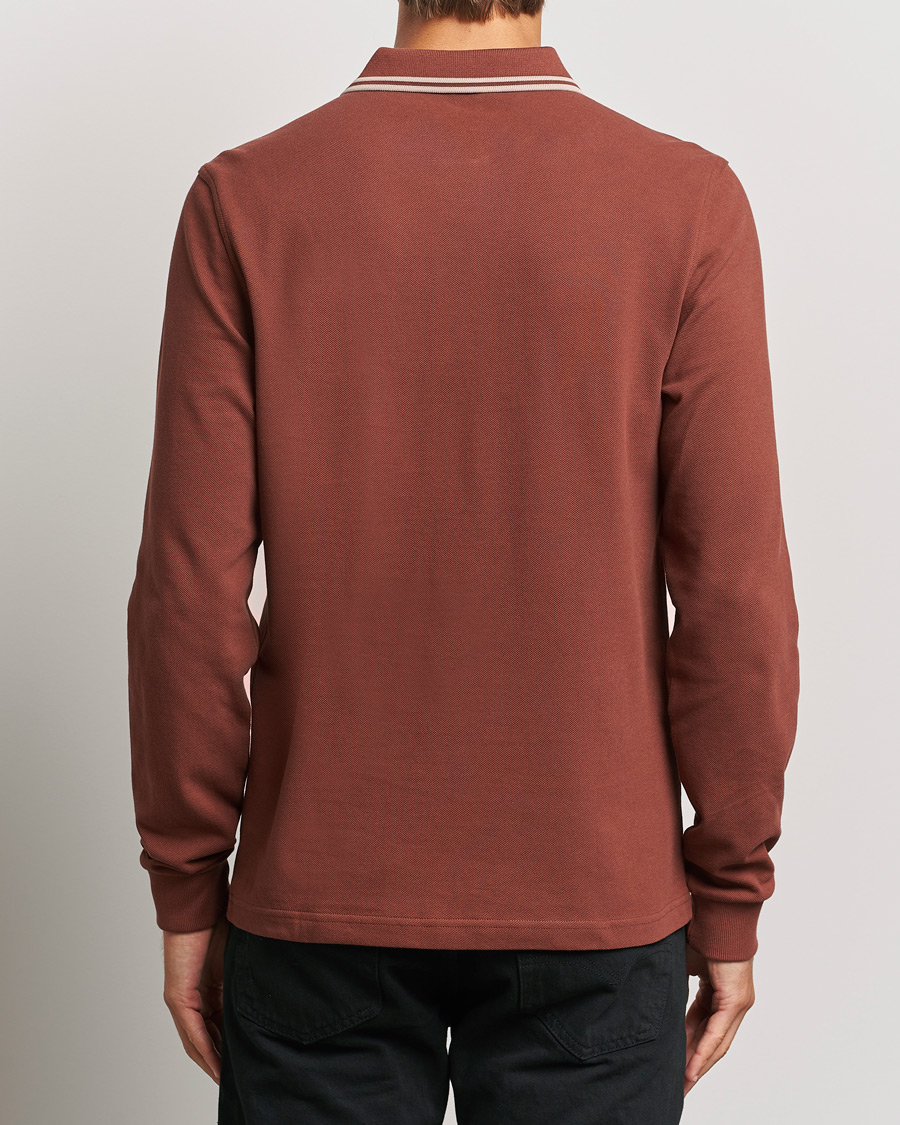 Hombres | Jerséis y prendas de punto | Fred Perry | Twin Tipped Long Sleeve Polo Shirt Whiskey Brown
