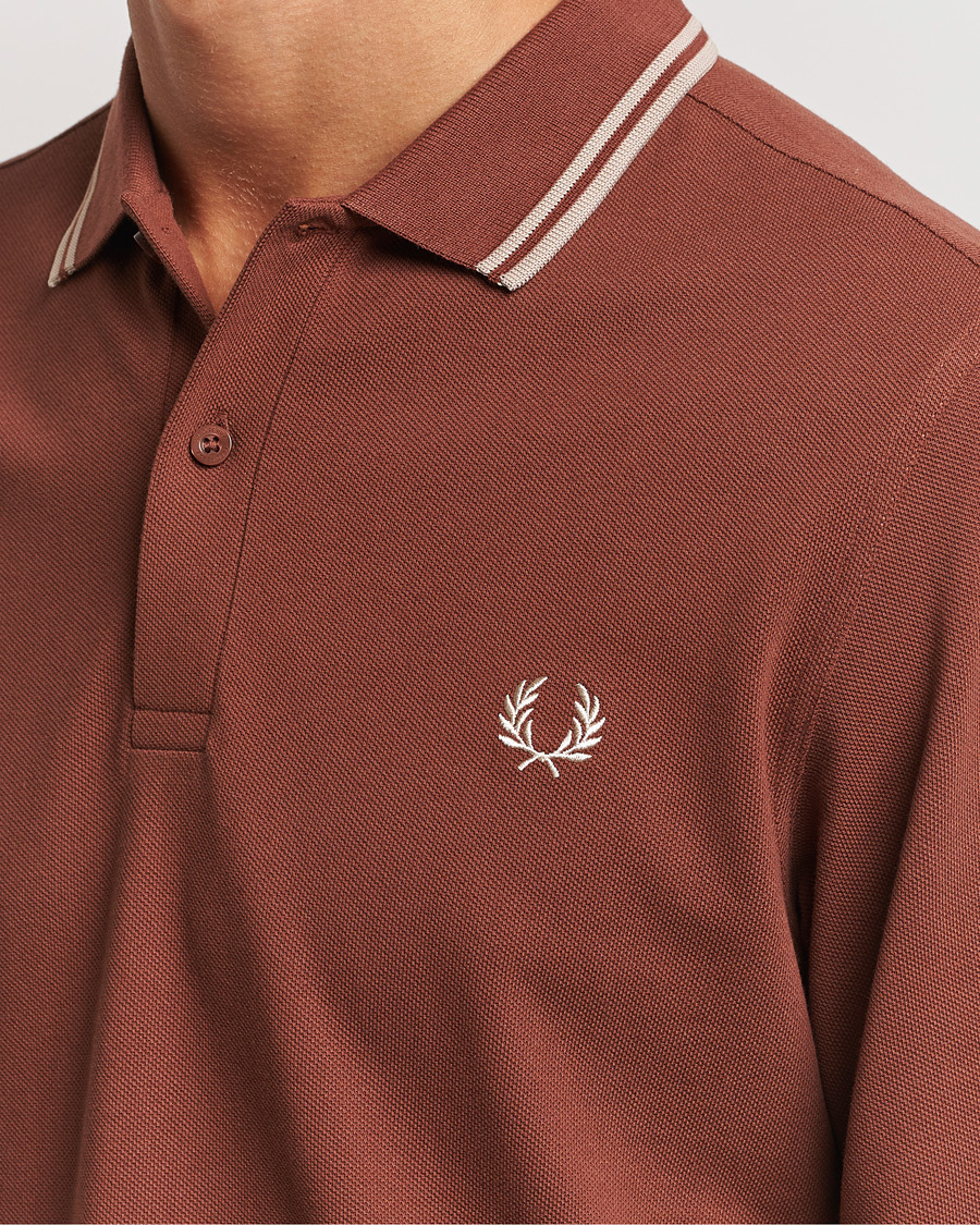 Hombres | Jerséis y prendas de punto | Fred Perry | Twin Tipped Long Sleeve Polo Shirt Whiskey Brown