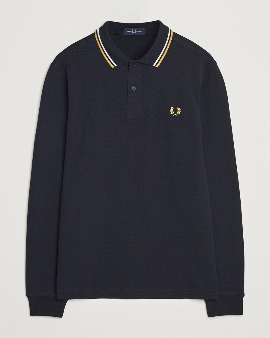 Hombres | Jerséis y prendas de punto | Fred Perry | Twin Tipped Long Sleeve Polo Shirt Navy