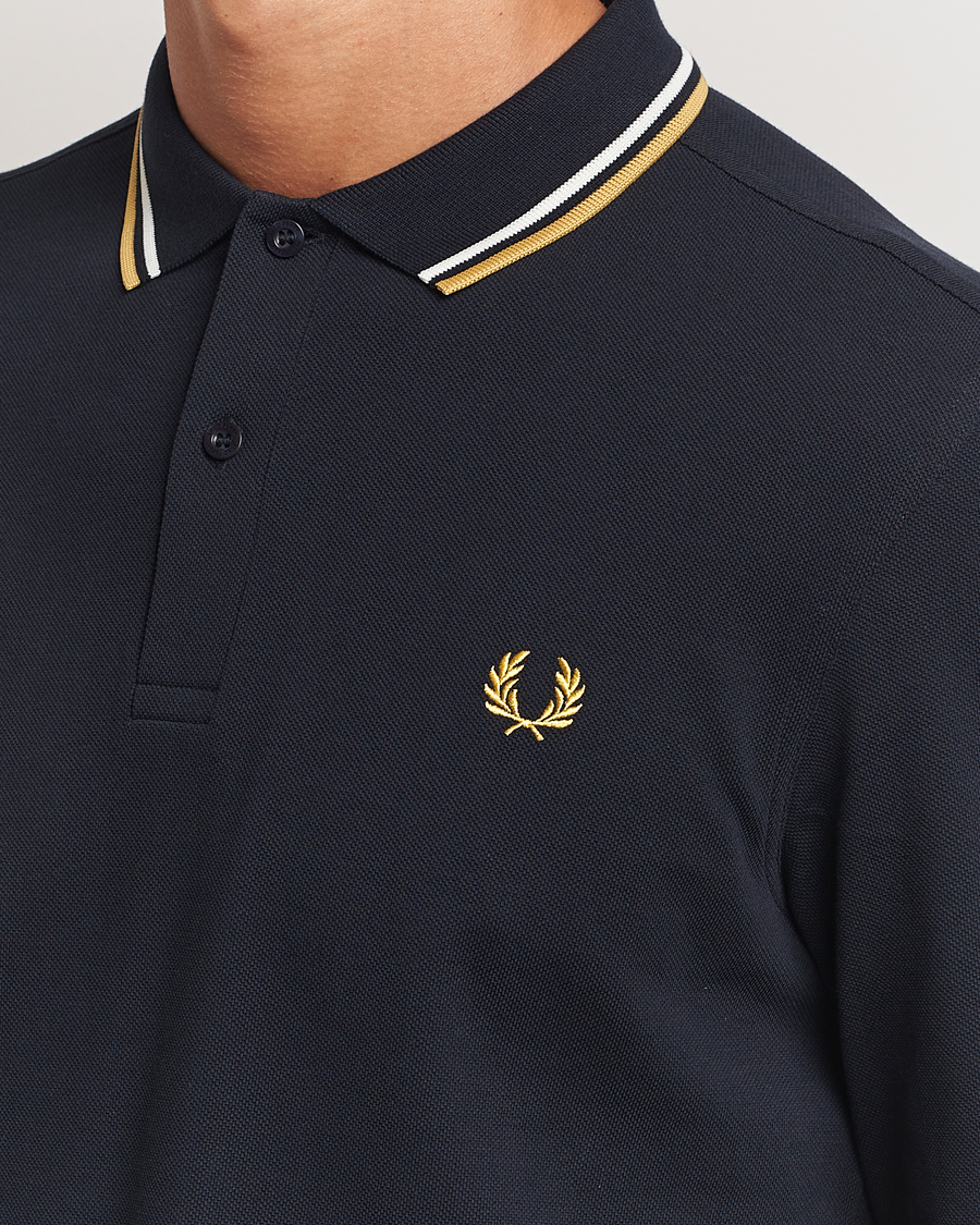 Hombres | Jerséis y prendas de punto | Fred Perry | Twin Tipped Long Sleeve Polo Shirt Navy
