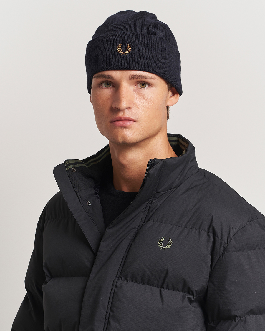 Hombres | Fred Perry Merino Wool Beanie Navy | Fred Perry | Merino Wool Beanie Navy