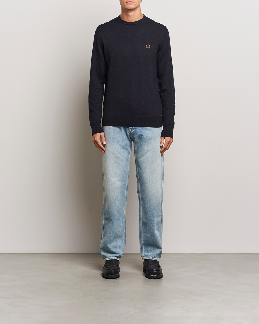 Hombres | Jerséis y prendas de punto | Fred Perry | Classic Crew Neck Jumper Navy