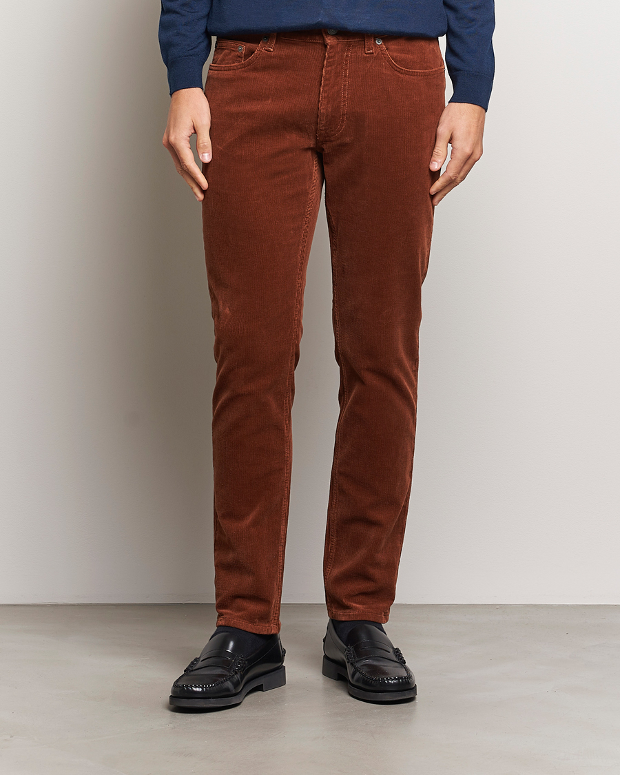 Hombres | Pantalones | Gant | Cord 5-Pocket Jeans Chocolate Brown