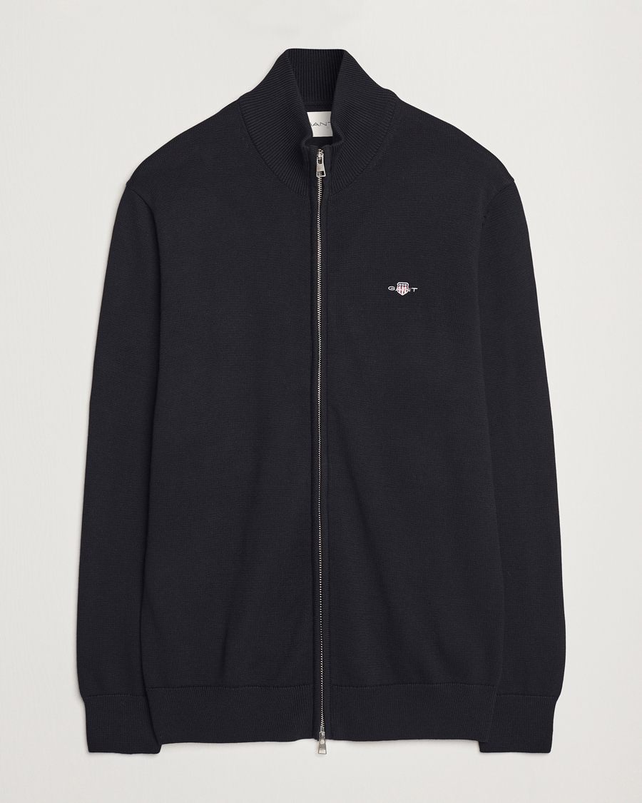 Hombres | Jerséis y prendas de punto | Gant | Cotton Full Zip Cardigan Black