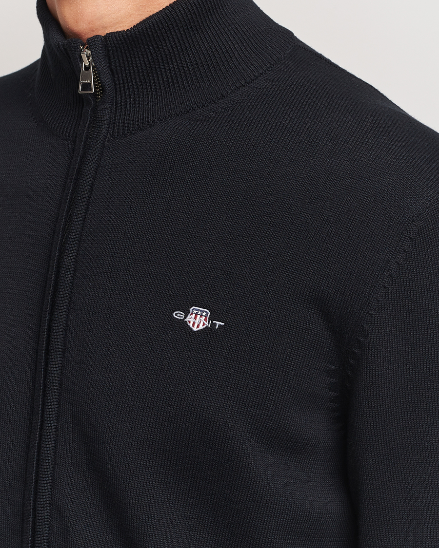 Hombres | Jerséis y prendas de punto | Gant | Cotton Full Zip Cardigan Black