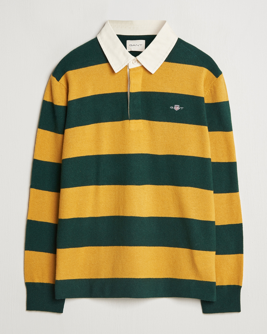 Hombres | Jerséis y prendas de punto | GANT | Extra Fine Lambswool Striped Rugger Tartan Green