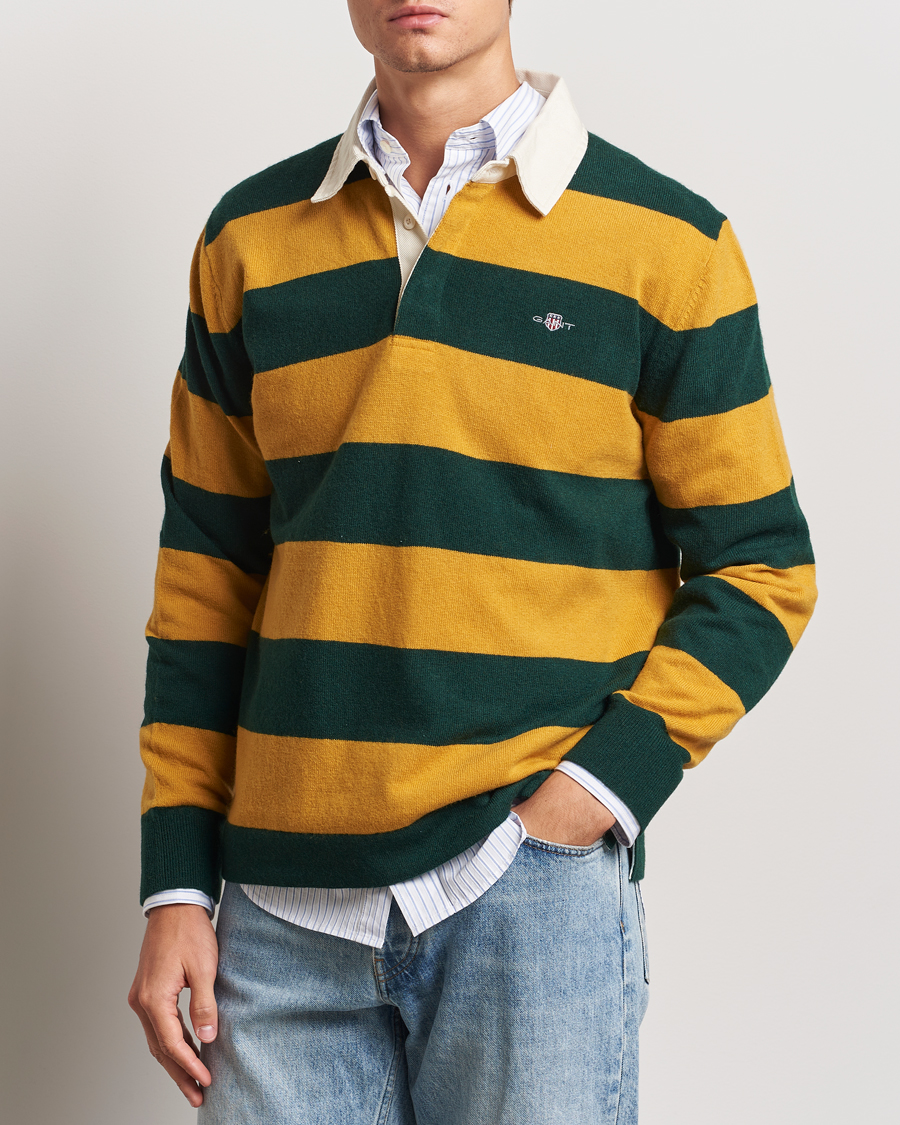 Hombres | Jerséis y prendas de punto | GANT | Extra Fine Lambswool Striped Rugger Tartan Green