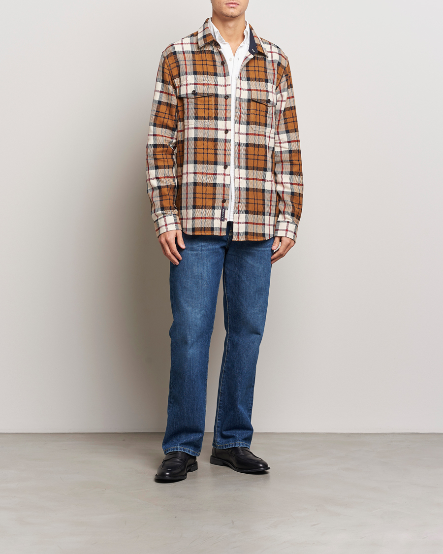 Hombres | Camisas | GANT | Herringbone Checked Overshirt Warm Earth