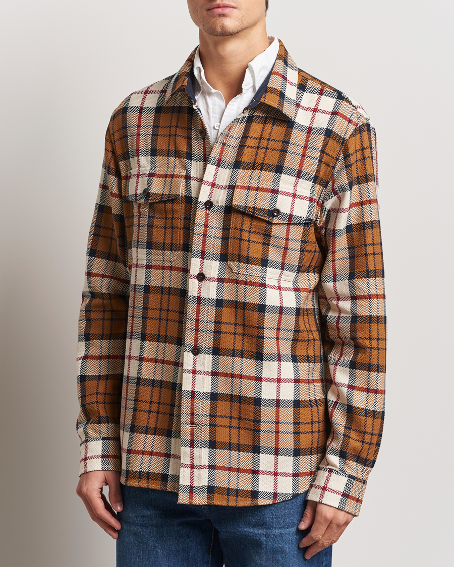 Hombres | Camisas | GANT | Herringbone Checked Overshirt Warm Earth