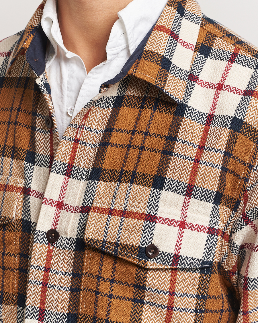 Hombres | Camisas | GANT | Herringbone Checked Overshirt Warm Earth