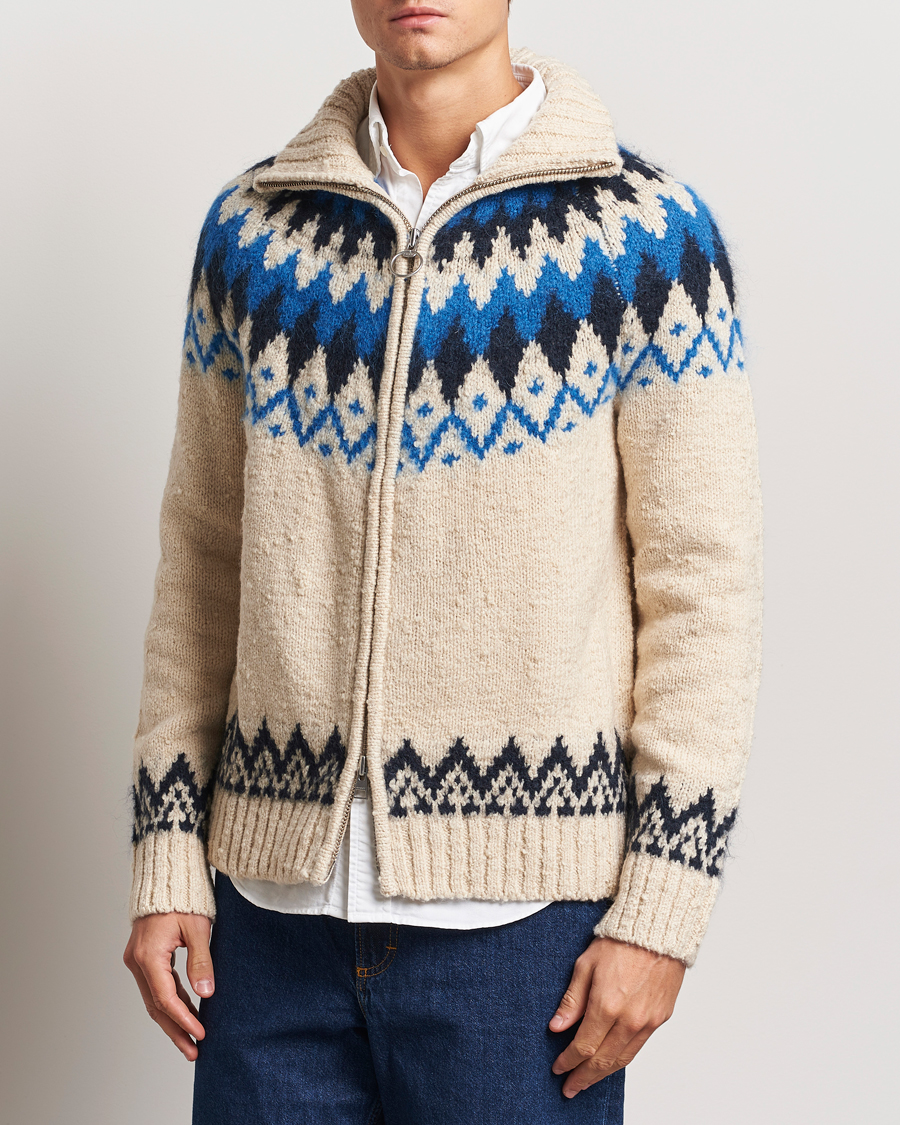 Hombres | Jerséis y prendas de punto | Gant | Jacquard Zip Cardigan Cream
