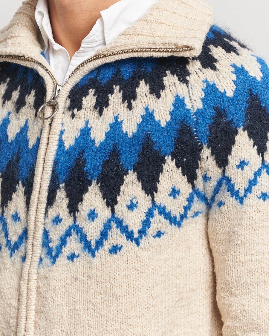 Hombres | Jerséis y prendas de punto | Gant | Jacquard Zip Cardigan Cream