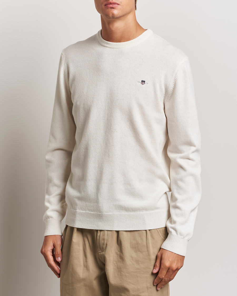 Hombres | Jerséis y prendas de punto | GANT | Lambswool Crew Neck Pullover Cream