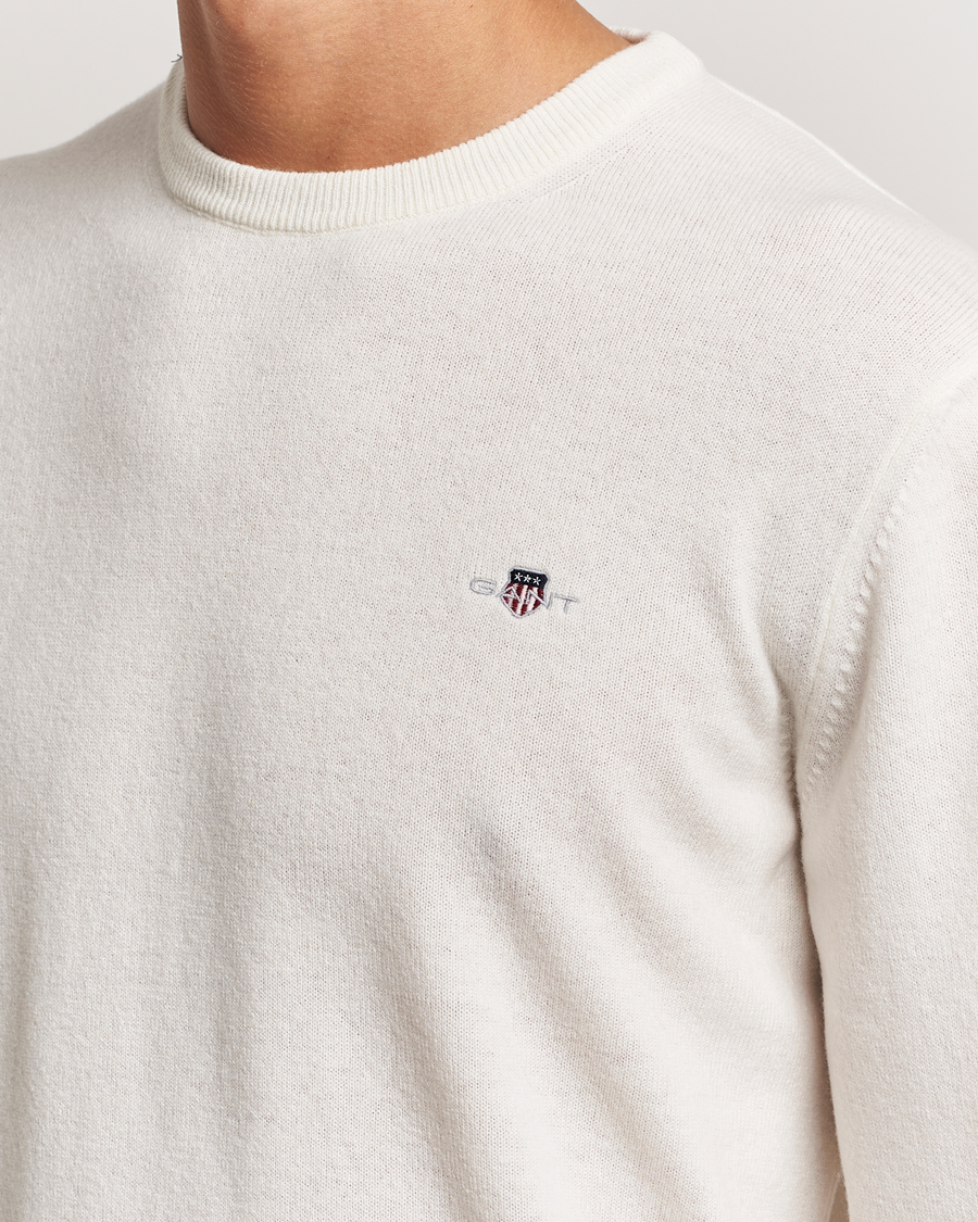 Hombres | Jerséis y prendas de punto | GANT | Lambswool Crew Neck Pullover Cream