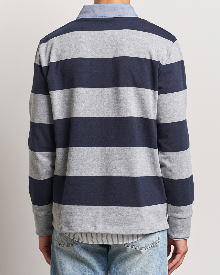 Hombres | Jerséis y prendas de punto | Gant | Chambray Striped Heavy Rugger Grey Melange
