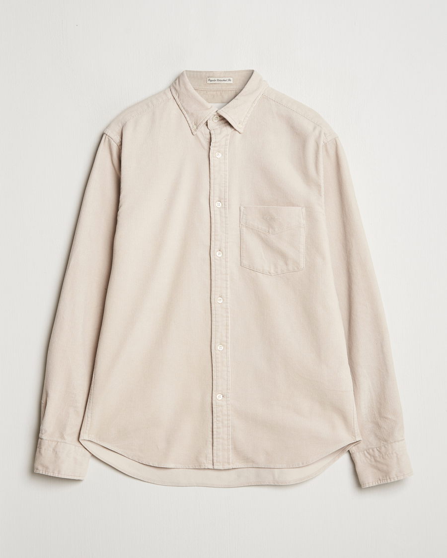 Hombres | Camisas | GANT | Regular Fit Corduroy Shirt Putty