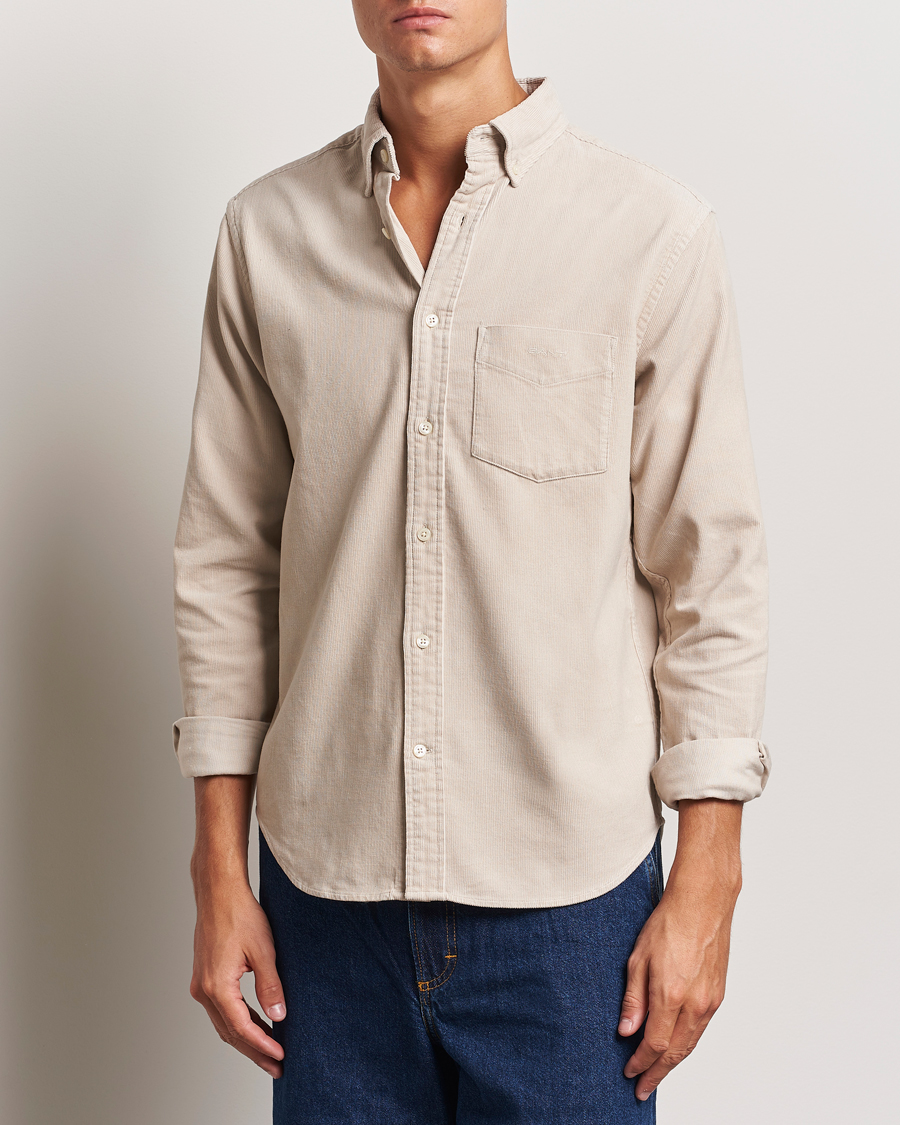 Hombres | Camisas | GANT | Regular Fit Corduroy Shirt Putty
