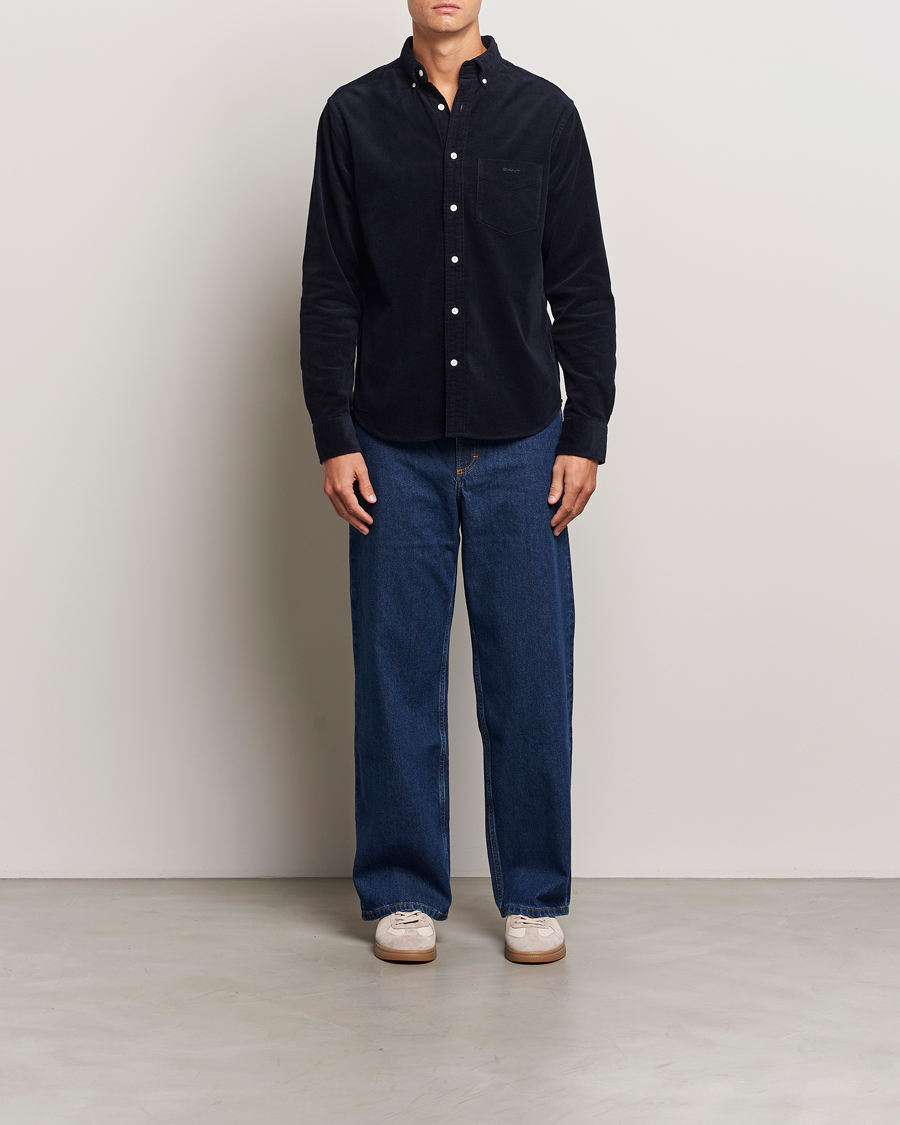 Hombres | Camisas | Gant | Regular Fit Corduroy Shirt Evening Blue