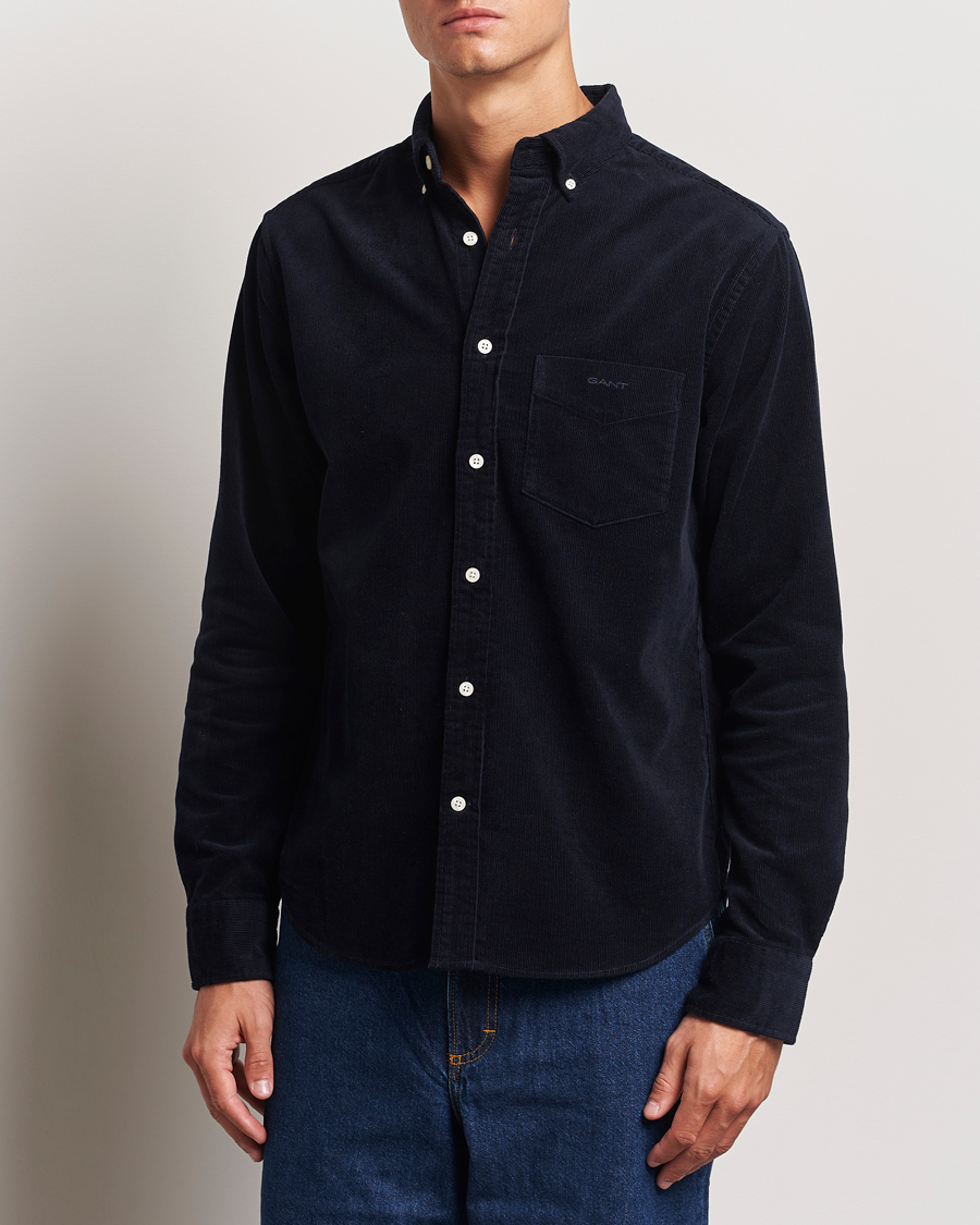 Hombres | Camisas | Gant | Regular Fit Corduroy Shirt Evening Blue