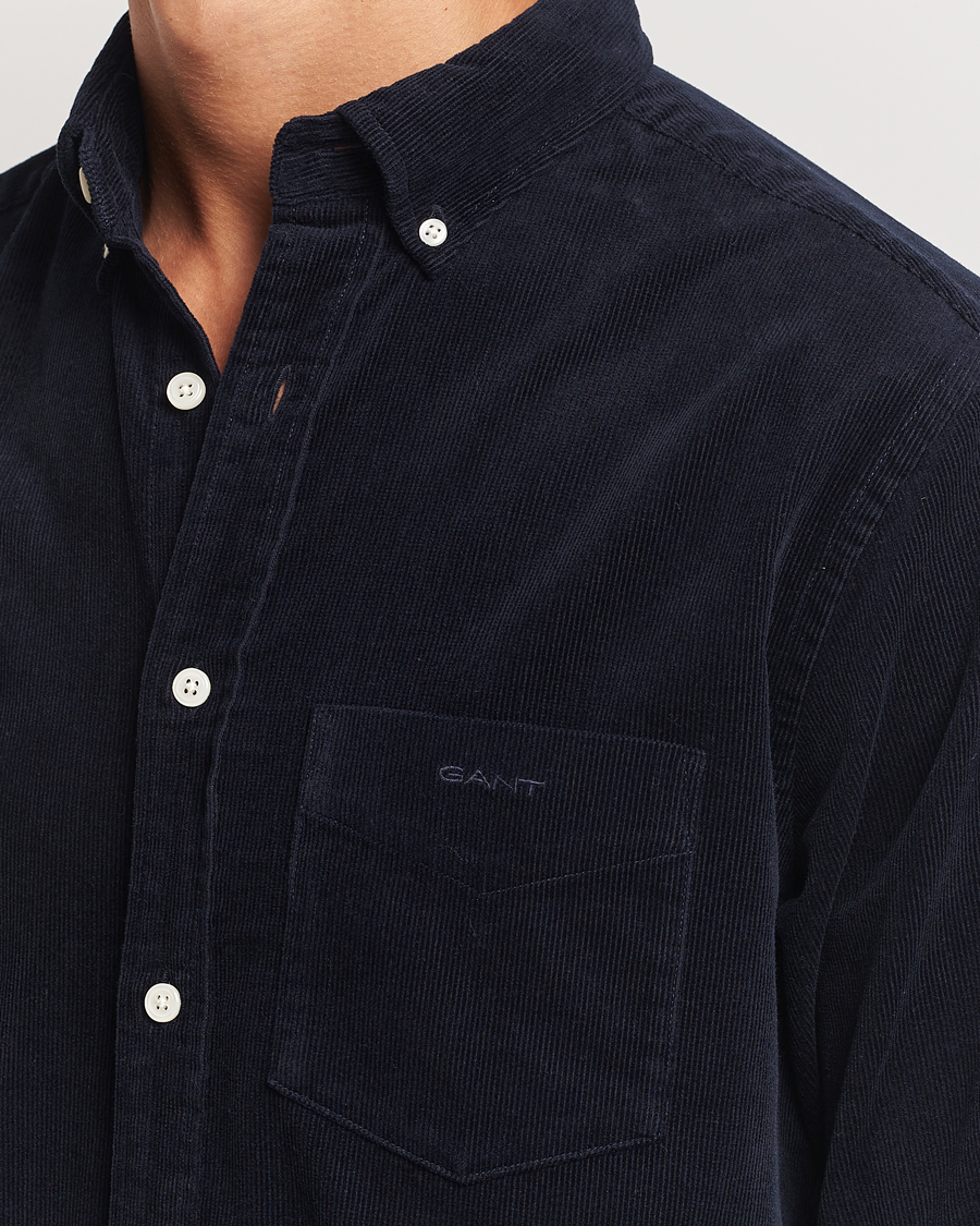 Hombres | Camisas | GANT | Regular Fit Corduroy Shirt Evening Blue