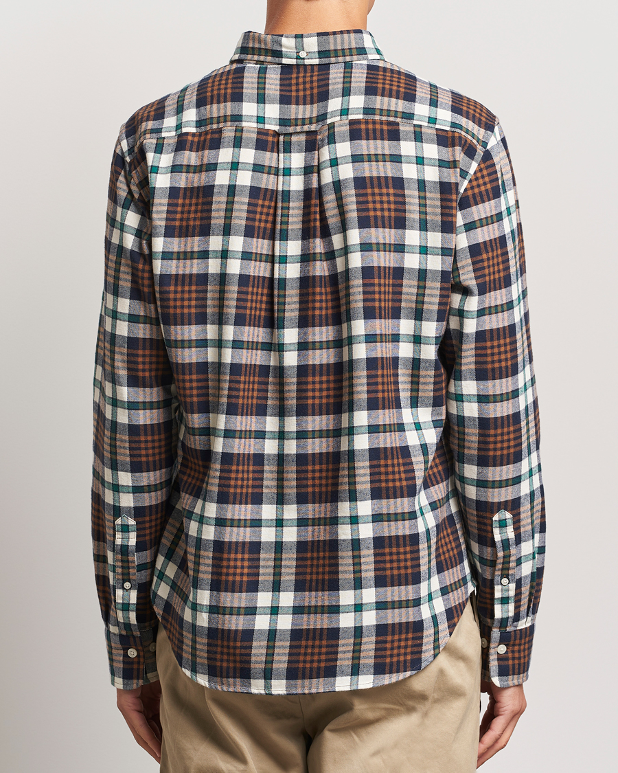 Hombres | Camisas | Gant | Regular Flannel Plaid Shirt Cacao Brown