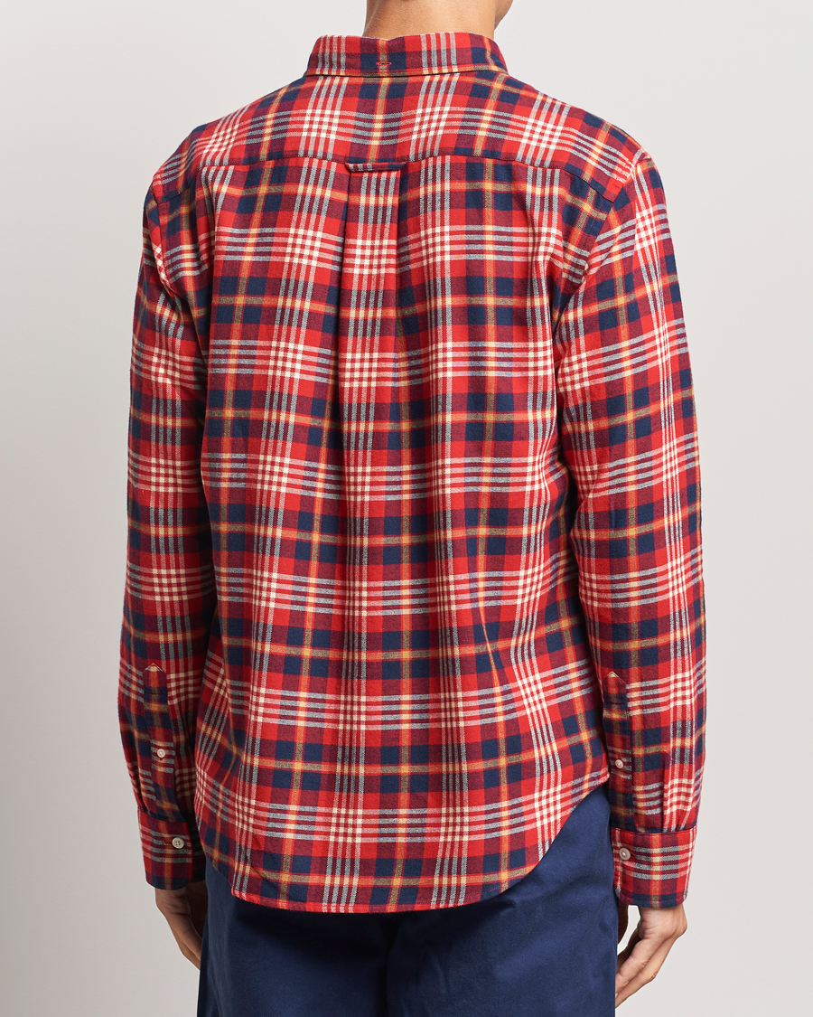 Hombres | Camisas | GANT | Regular Flannel Plaid Shirt Ruby Red