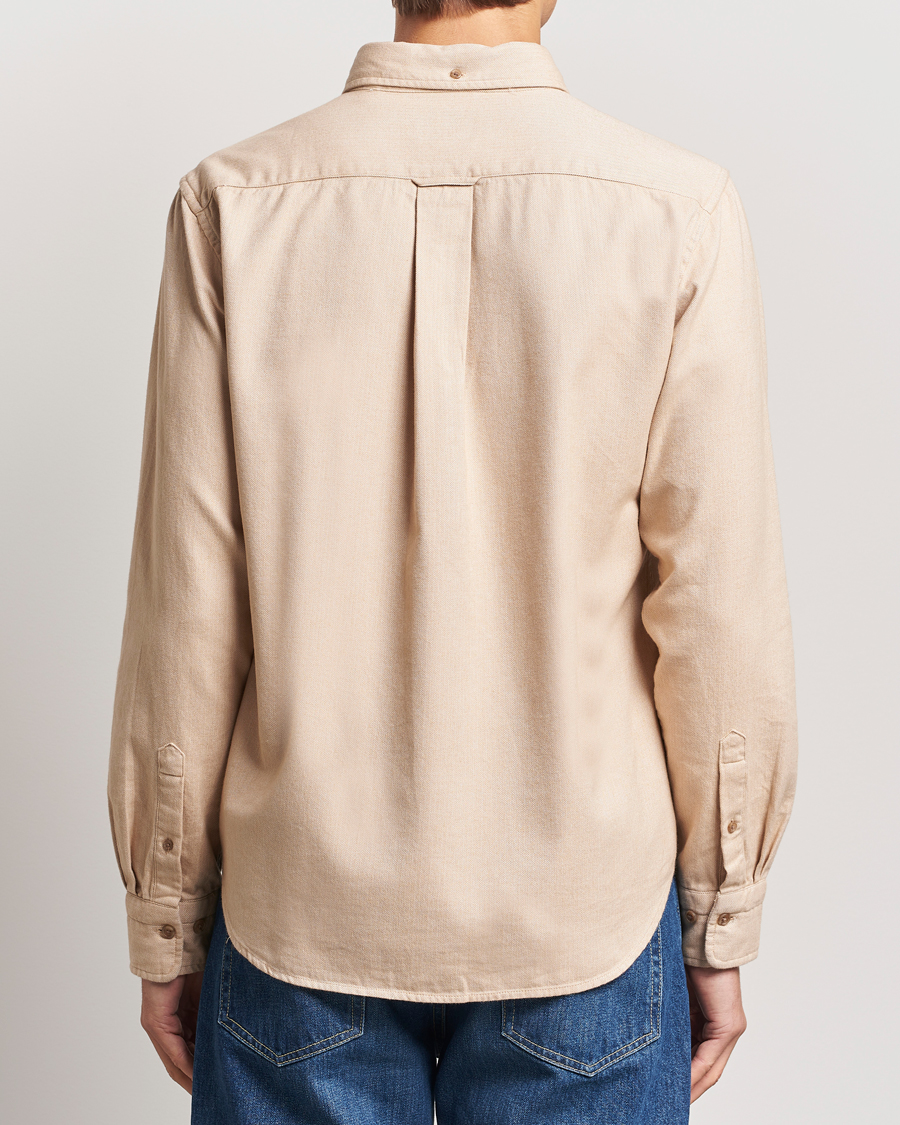 Hombres | Camisas | GANT | Regular Herringbone Flannel Shirt Caramel Beige