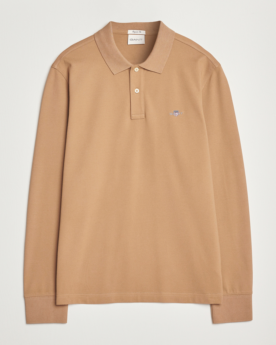 Hombres | Jerséis y prendas de punto | GANT | Regular Shield Pique Polo Warm Khaki