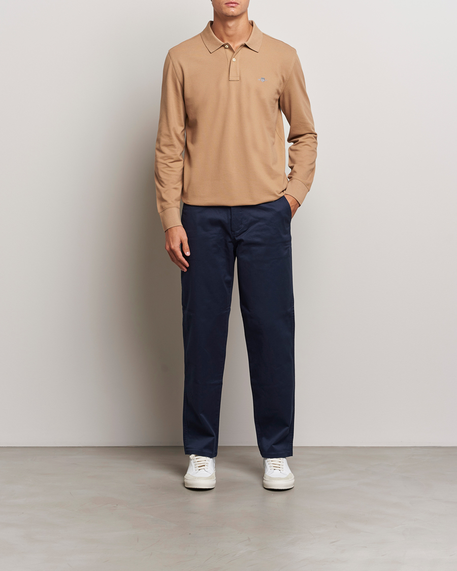 Hombres | Jerséis y prendas de punto | GANT | Regular Shield Pique Polo Warm Khaki